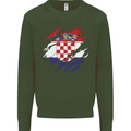 Torn Croatia Flag Croatian Day Football Mens Sweatshirt Jumper Forest Green