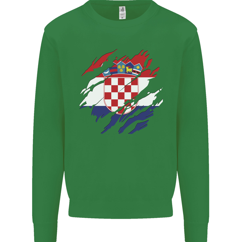 Torn Croatia Flag Croatian Day Football Mens Sweatshirt Jumper Irish Green