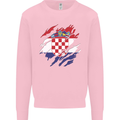 Torn Croatia Flag Croatian Day Football Mens Sweatshirt Jumper Light Pink
