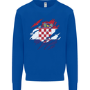 Torn Croatia Flag Croatian Day Football Mens Sweatshirt Jumper Royal Blue