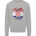 Torn Croatia Flag Croatian Day Football Mens Sweatshirt Jumper Sports Grey