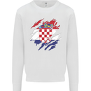 Torn Croatia Flag Croatian Day Football Mens Sweatshirt Jumper White