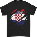 Torn Croatia Flag Croatian Day Football Mens T-Shirt 100% Cotton Black