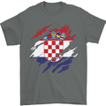 Torn Croatia Flag Croatian Day Football Mens T-Shirt 100% Cotton Charcoal