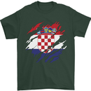 Torn Croatia Flag Croatian Day Football Mens T-Shirt 100% Cotton Forest Green