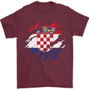 Torn Croatia Flag Croatian Day Football Mens T-Shirt 100% Cotton Maroon