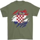 Torn Croatia Flag Croatian Day Football Mens T-Shirt 100% Cotton Military Green