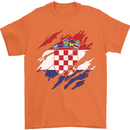 Torn Croatia Flag Croatian Day Football Mens T-Shirt 100% Cotton Orange