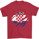Torn Croatia Flag Croatian Day Football Mens T-Shirt 100% Cotton Red
