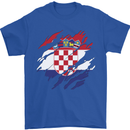 Torn Croatia Flag Croatian Day Football Mens T-Shirt 100% Cotton Royal Blue