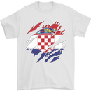 Torn Croatia Flag Croatian Day Football Mens T-Shirt 100% Cotton White