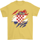 Torn Croatia Flag Croatian Day Football Mens T-Shirt 100% Cotton Yellow