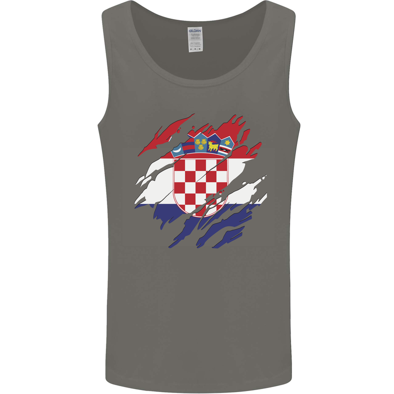 Torn Croatia Flag Croatian Day Football Mens Vest Tank Top Charcoal
