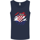 Torn Croatia Flag Croatian Day Football Mens Vest Tank Top Navy Blue