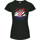 Torn Croatia Flag Croatian Day Football Womens Petite Cut T-Shirt Black