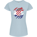 Torn Croatia Flag Croatian Day Football Womens Petite Cut T-Shirt Light Blue
