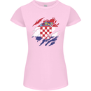 Torn Croatia Flag Croatian Day Football Womens Petite Cut T-Shirt Light Pink