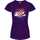 Torn Croatia Flag Croatian Day Football Womens Petite Cut T-Shirt Purple