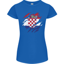 Torn Croatia Flag Croatian Day Football Womens Petite Cut T-Shirt Royal Blue