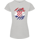 Torn Croatia Flag Croatian Day Football Womens Petite Cut T-Shirt Sports Grey