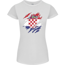 Torn Croatia Flag Croatian Day Football Womens Petite Cut T-Shirt White