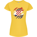 Torn Croatia Flag Croatian Day Football Womens Petite Cut T-Shirt Yellow