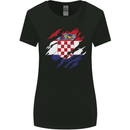 Torn Croatia Flag Croatian Day Football Womens Wider Cut T-Shirt Black