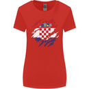 Torn Croatia Flag Croatian Day Football Womens Wider Cut T-Shirt Red