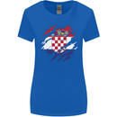 Torn Croatia Flag Croatian Day Football Womens Wider Cut T-Shirt Royal Blue