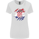 Torn Croatia Flag Croatian Day Football Womens Wider Cut T-Shirt White