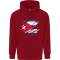 Torn Cuba Flag Cuban Day Football Childrens Kids Hoodie Red