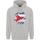 Torn Cuba Flag Cuban Day Football Childrens Kids Hoodie Sports Grey