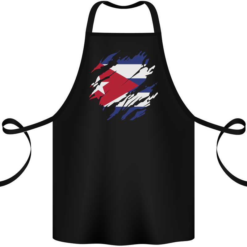 Torn Cuba Flag Cuban Day Football Cotton Apron 100% Organic Black