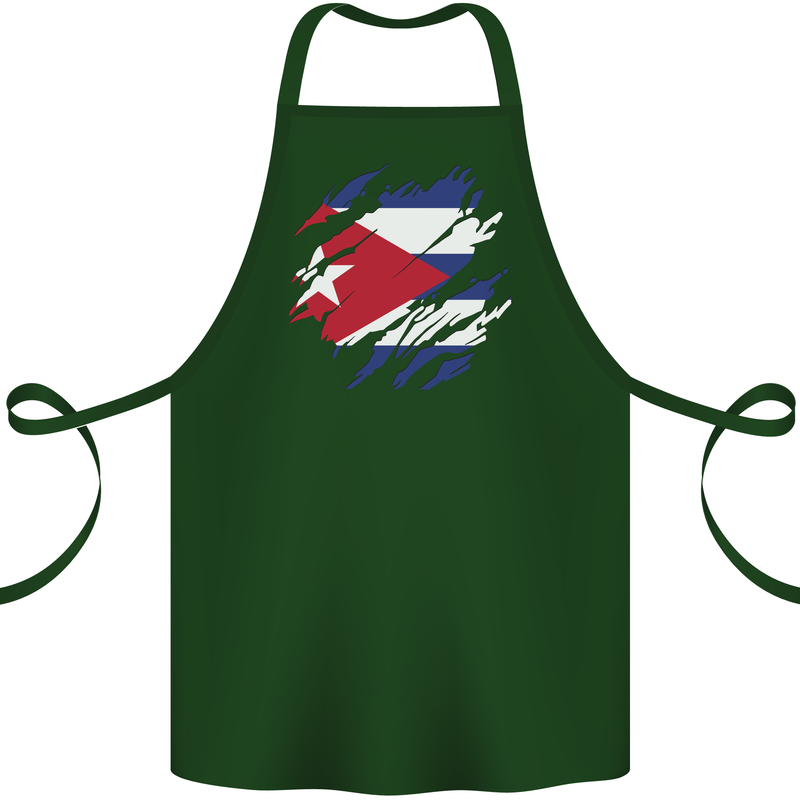Torn Cuba Flag Cuban Day Football Cotton Apron 100% Organic Forest Green
