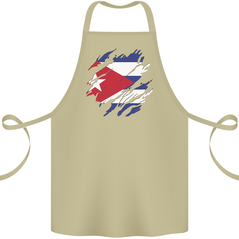 Torn Cuba Flag Cuban Day Football Cotton Apron 100% Organic Khaki