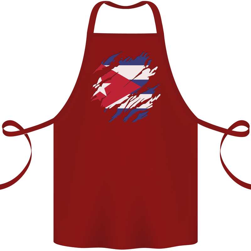 Torn Cuba Flag Cuban Day Football Cotton Apron 100% Organic Maroon