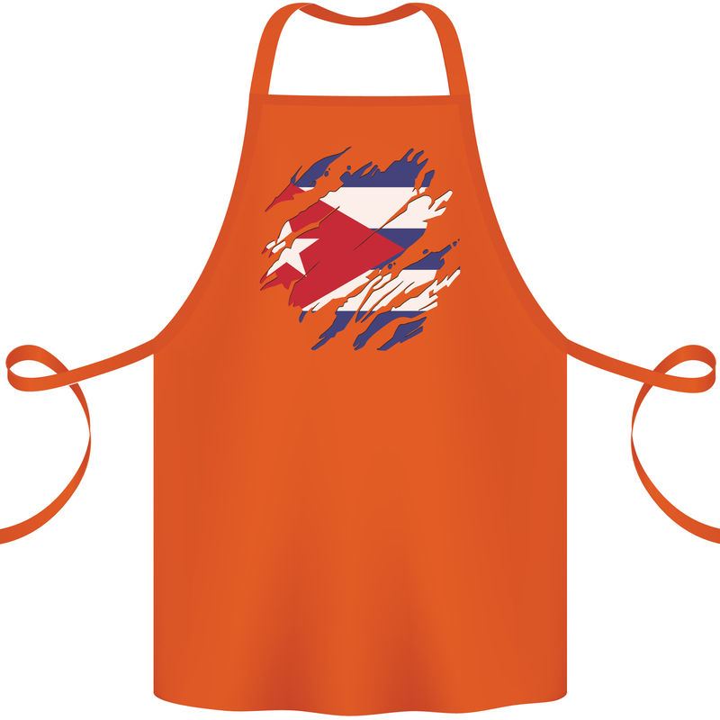 Torn Cuba Flag Cuban Day Football Cotton Apron 100% Organic Orange