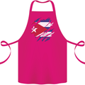 Torn Cuba Flag Cuban Day Football Cotton Apron 100% Organic Pink