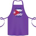 Torn Cuba Flag Cuban Day Football Cotton Apron 100% Organic Purple