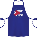 Torn Cuba Flag Cuban Day Football Cotton Apron 100% Organic Royal Blue