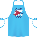 Torn Cuba Flag Cuban Day Football Cotton Apron 100% Organic Turquoise