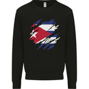 Torn Cuba Flag Cuban Day Football Kids Sweatshirt Jumper Black