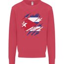 Torn Cuba Flag Cuban Day Football Kids Sweatshirt Jumper Heliconia