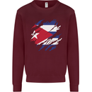 Torn Cuba Flag Cuban Day Football Kids Sweatshirt Jumper Maroon
