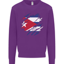 Torn Cuba Flag Cuban Day Football Kids Sweatshirt Jumper Purple