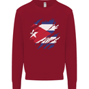 Torn Cuba Flag Cuban Day Football Kids Sweatshirt Jumper Red