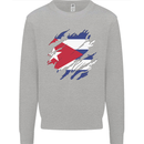 Torn Cuba Flag Cuban Day Football Kids Sweatshirt Jumper Sports Grey