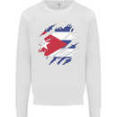 Torn Cuba Flag Cuban Day Football Kids Sweatshirt Jumper White