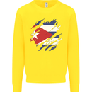 Torn Cuba Flag Cuban Day Football Kids Sweatshirt Jumper Yellow