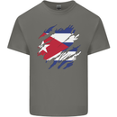 Torn Cuba Flag Cuban Day Football Kids T-Shirt Childrens Charcoal